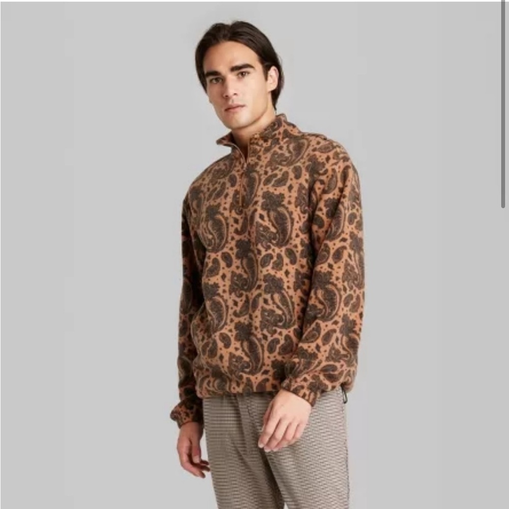 Men's 1/4 Zip Polar Fleece Sweatshirt - Original Use Brown large - Picture 11 of 13